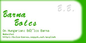 barna bolcs business card